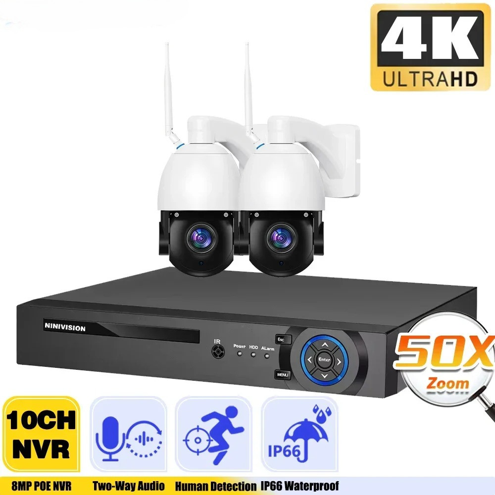 Outdoor 50X Optical Zoom 8MP 10CH NVR PTZ IP Security Camera Dome CCTV Camera Video Surveillance Sys