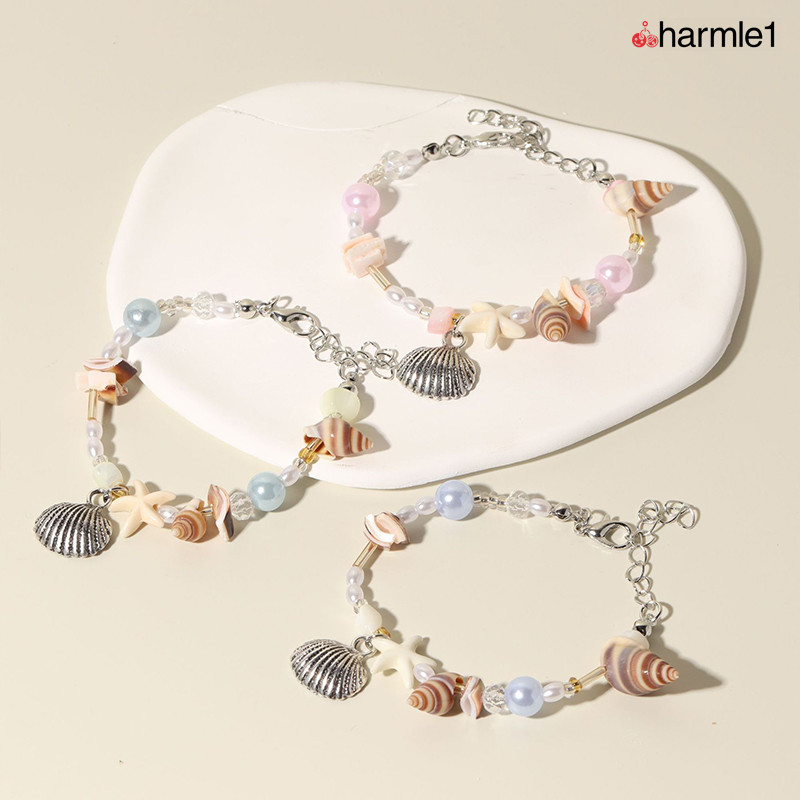 COD  Gelang Kristal Gelang Manik Dopamin Gelang Liontin Kerang Gaya Bohemian-Ch