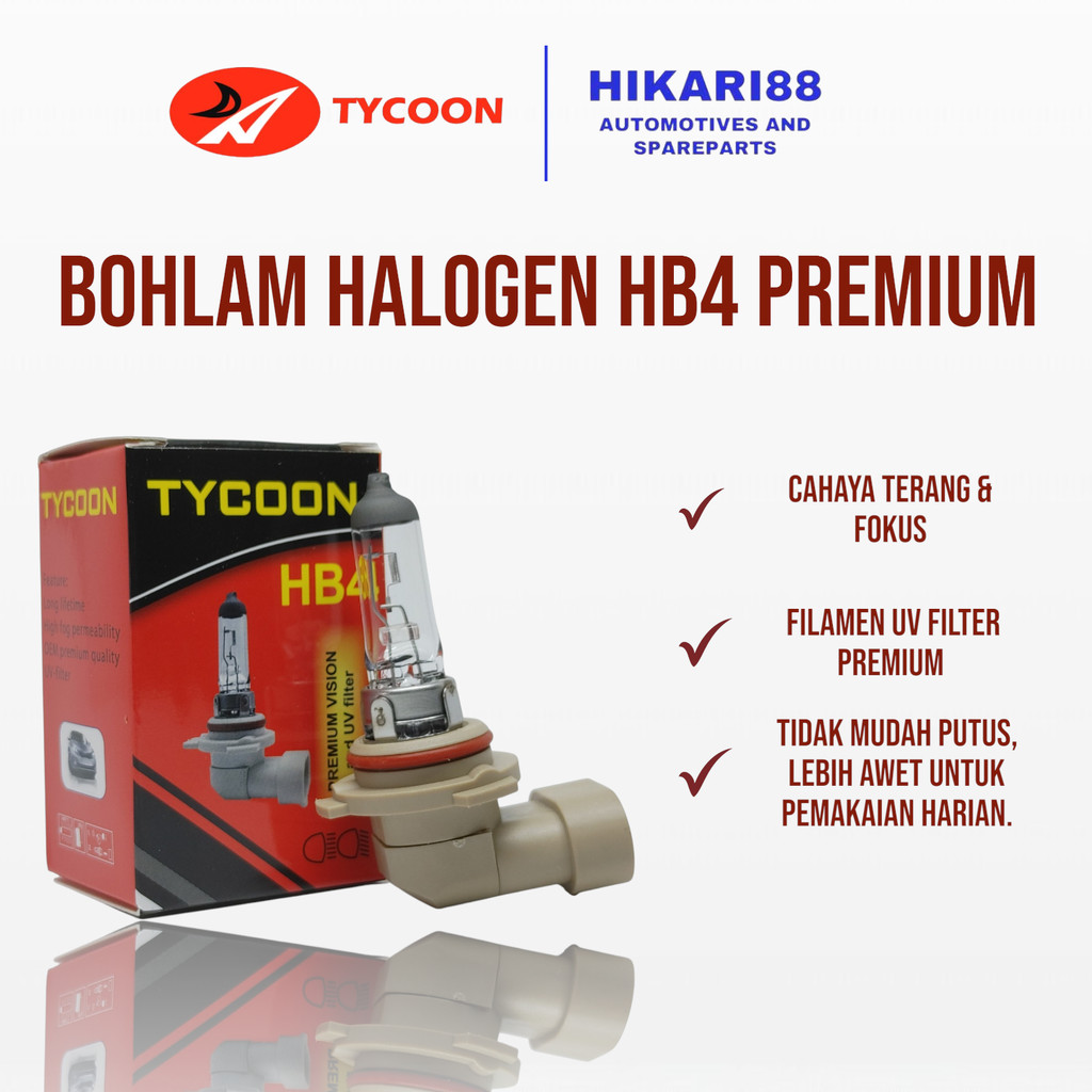 [Grossir/Offline] Bohlam Halogen Motor/Mobil HB4 12 Volt 55 Watt/100 Watt - Tycoon