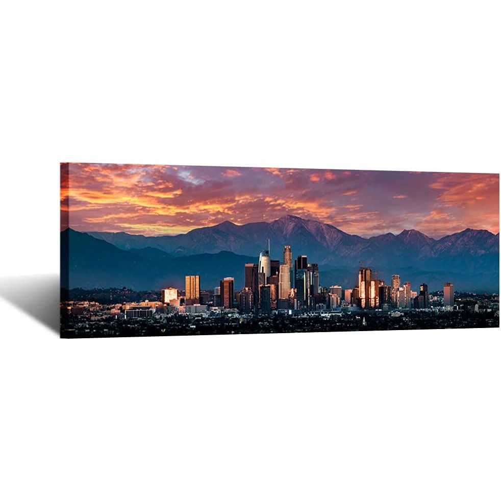 

Cityscape Canvas Wall Painting California Hollywood Sunrise Poster Artwork Canvas Painting Suitable for Bedroom Decoration