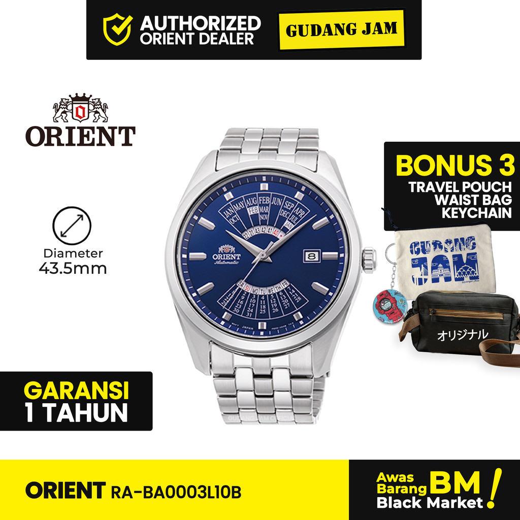 Orient Jam Tangan Pria RA-BA0003L10B Automatic Calendar Multi Year  Stainless Steel