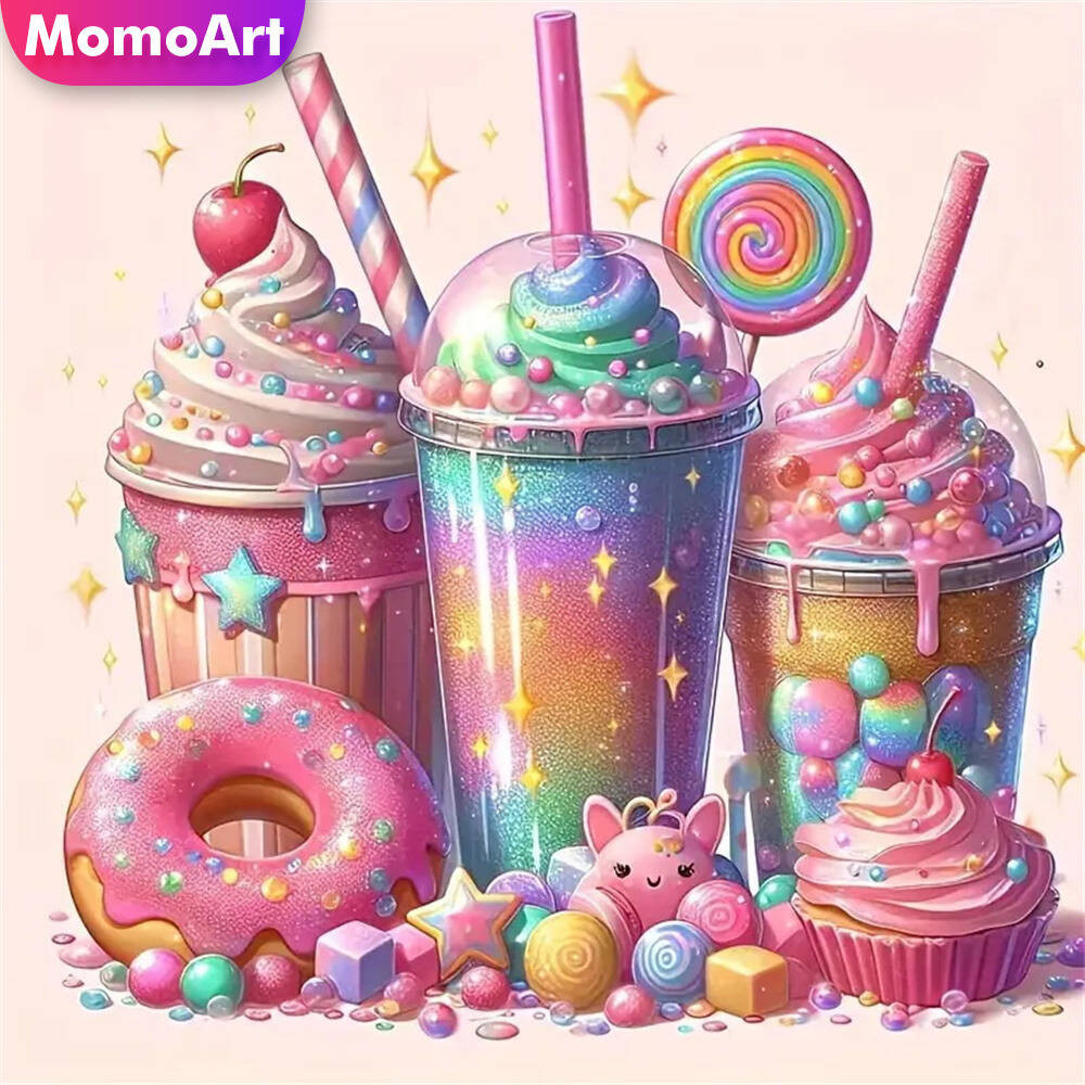 

Momoart 5D DIY Diamond Embroidery Doughnut Cake Painting Drink Suitable For Beginners Diamond Mosaic Ice Cream Child Gift