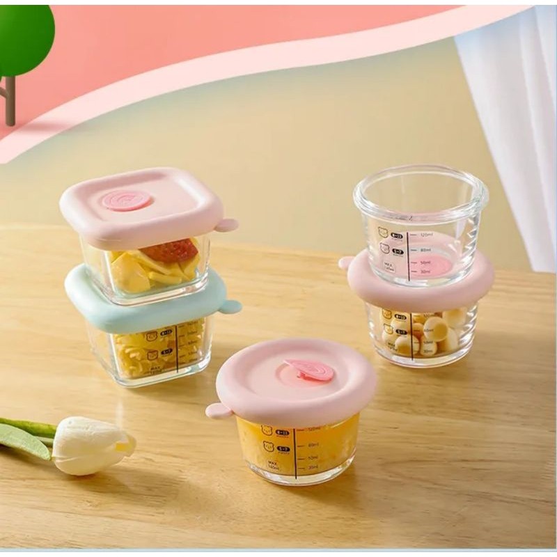 KOTAK MAKAN MPASI BAYI TUTUP SILICONE LOCK AND LOCK | WADAH MPASI BAYI KACA TEBAL | KOTAK MAKAN BAYI