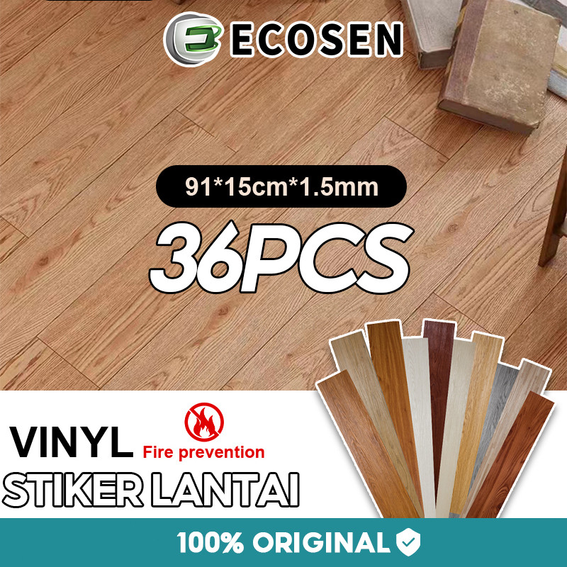 TERLARISECOSEN 1 BOX (36 Pcs) Floor Vinyl Lantai Stiker Lantai kayu parquet Dengan Lem Sticker Vinyl