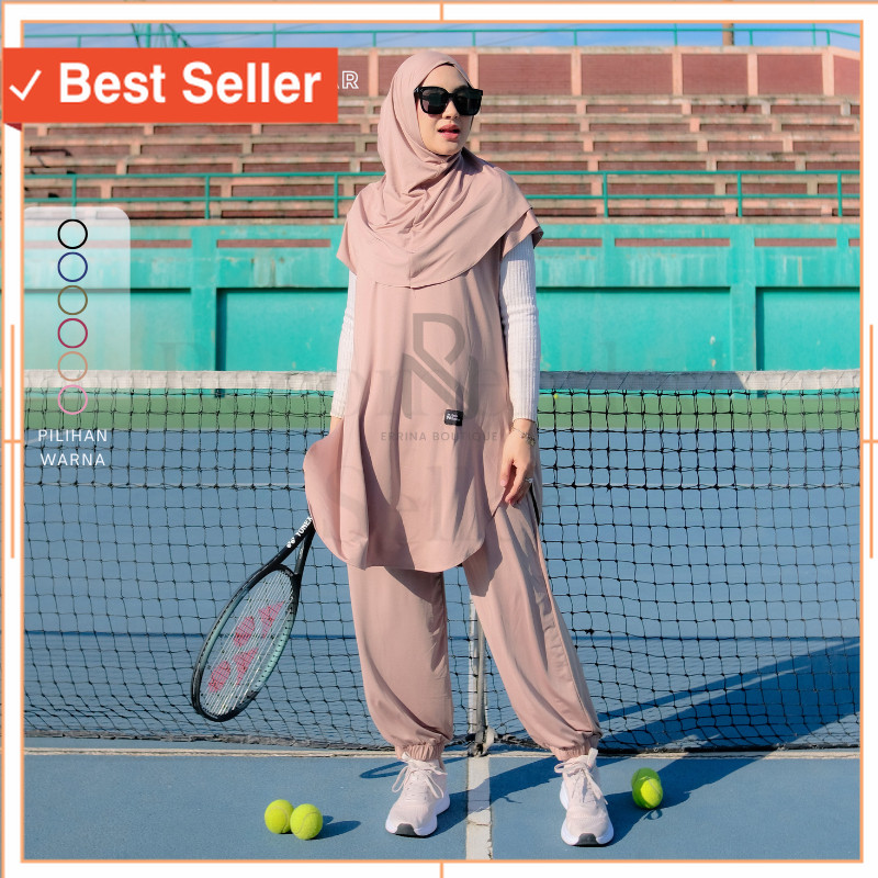 Setelan Olahraga Muslimah Hijab Jersey Wanita Adem Jumbo Sport Outdoor – Hayluna Activewear TerbaruB