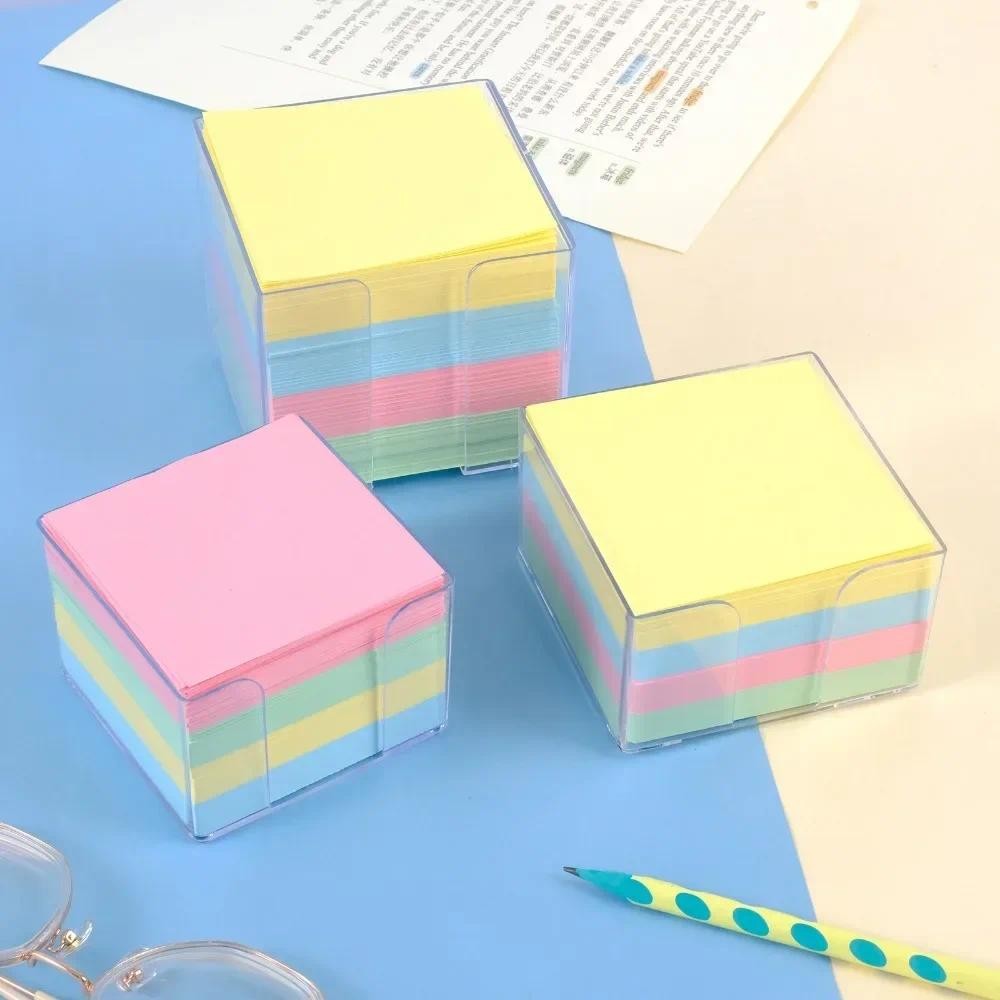 

500/750Sheets Color Posted It Sticky with Acrylic Box Notes Pads Memo Notepad Notebook Stationery Posits Student Message Sticker