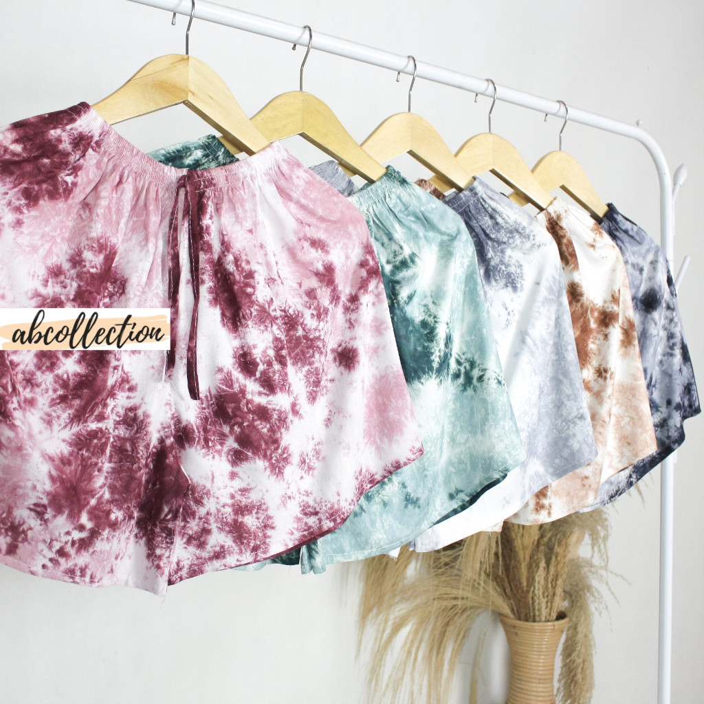 Hotpants Celana Pendek Wanita Jumbo Motif Tie Dye Bali Full Rayon - Harga Grosir