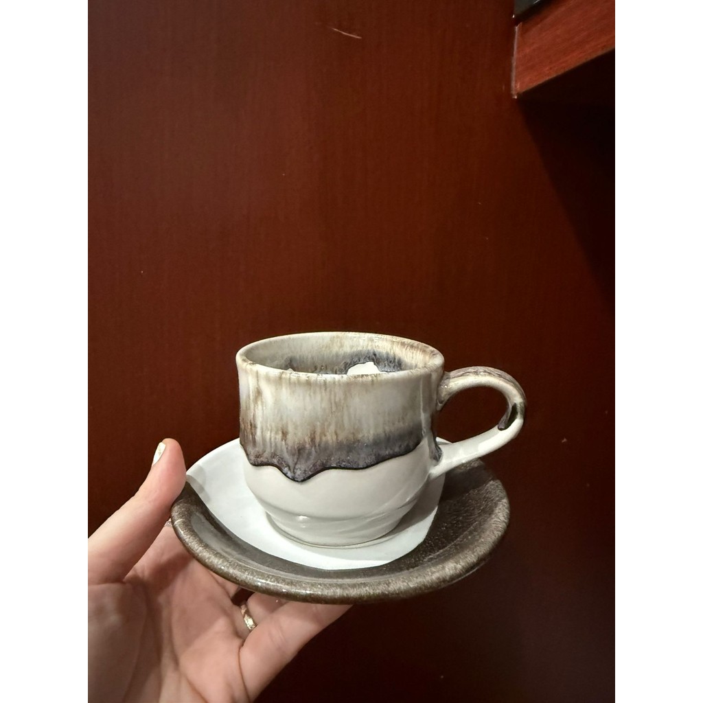 1PCS ECER CUP SAUCER - CANGKIR + LEPEK KERAMIK UNIK ESTETIK BIJIAN/CUP SAUCER KERAMIK ALA HOTEL BIJI
