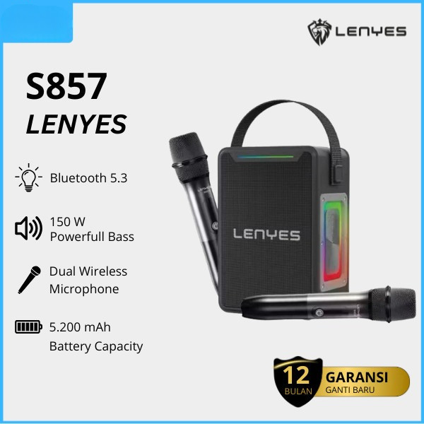 Speaker Lenyes S857 Speaker Karoke Bluetooth RGB TWS 150W Bluetooth 5.3 With Dual Microphone HIFI ST