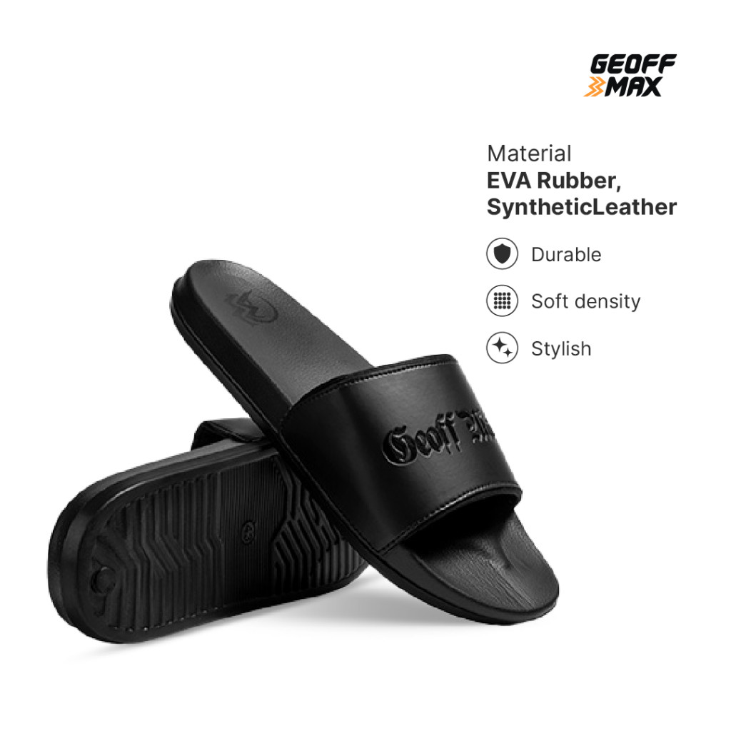 Geoff Max - Alston Black - Sandal Slop Slipper Hitam | Sandal Anti Slip Unisex