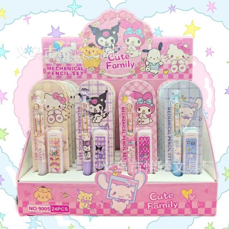 

Sanrio 24Pcs Mechanical Pencil Cartoon Set Kuromi Hello Kitty Cinnamoroll 0.5Mm Mechanical Pencil Students Learn Stationery