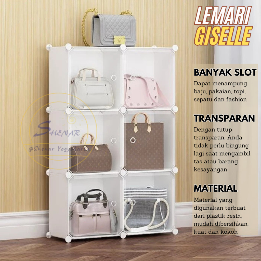 Rak Tas Sepatu Tertutup Aesthetic Lemari Plastik Portable Multifungsi Pintu Transparan Anti Debu