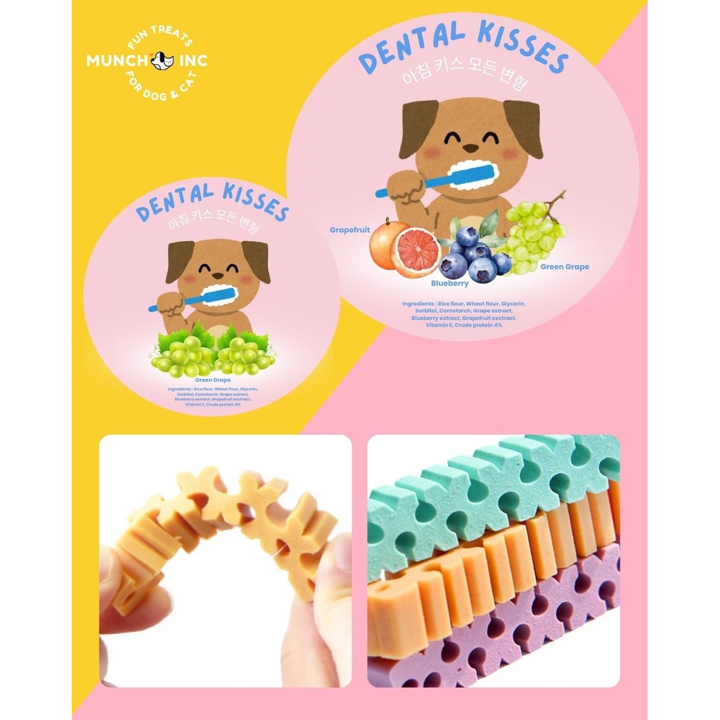 Munch Inc Dog Cat Snack Dental Kisses cemilan anjing kucing sehat import chew