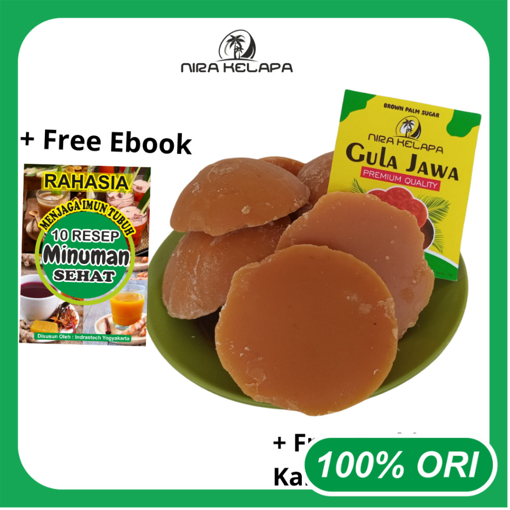 Nira Kelapa Gula Jawa 1Kg Asli Jogja Bonus Resep Minuman Sehat