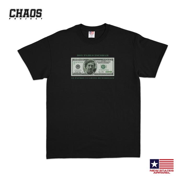 (COD) PABLO ESCOBAR - DOLLAR CARTEL DE MEDELLIN | MERCH T SHIRT - Hitam, S