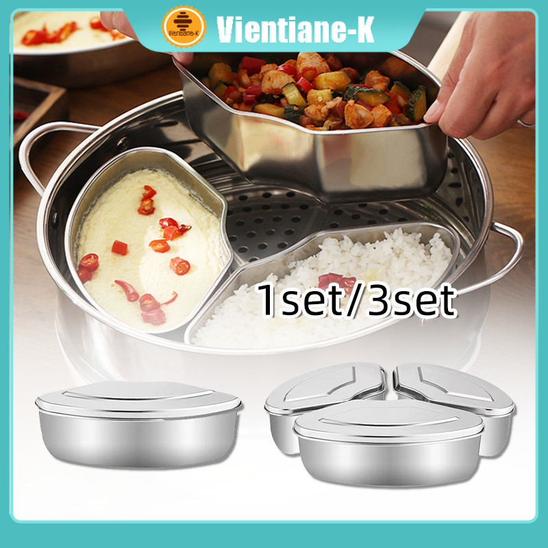 Mangkok Kotak Kukus Panci / Wadah Kukus Makanan Stainless Steel