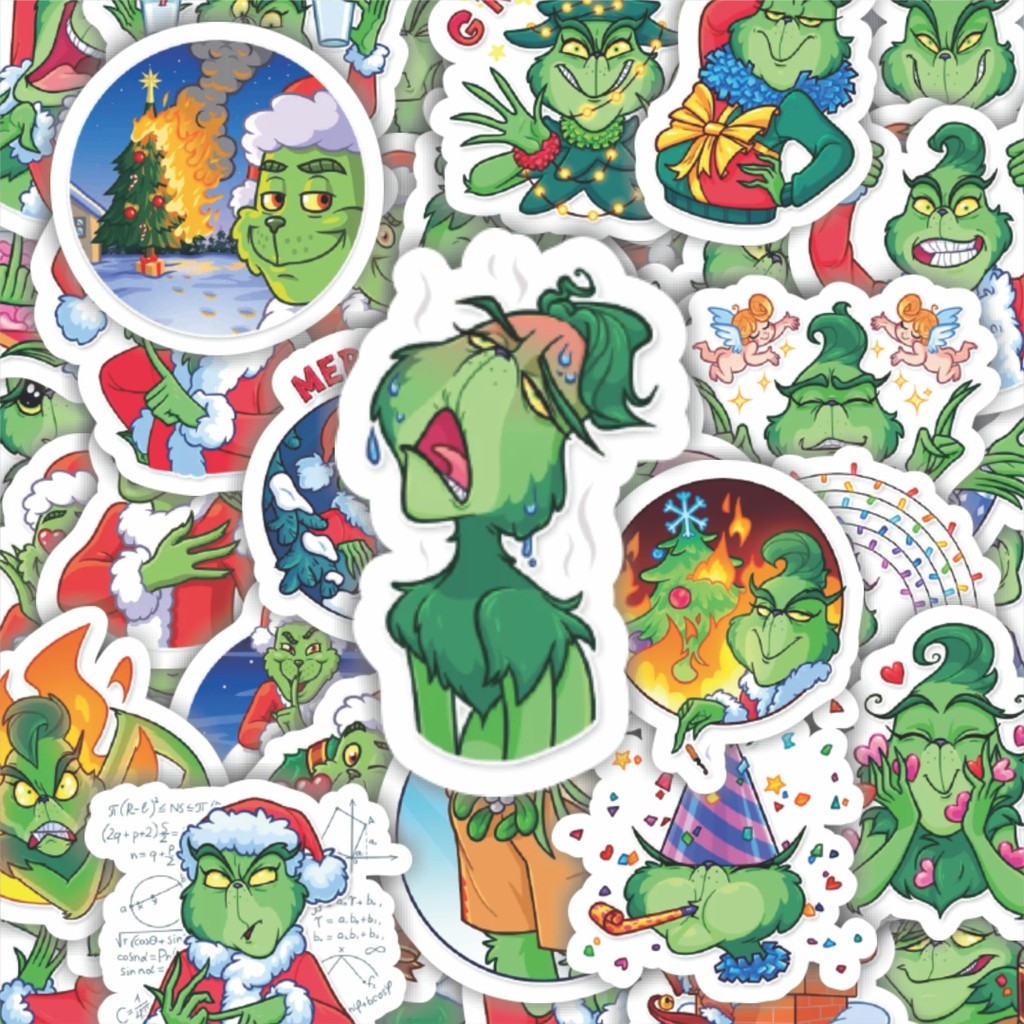 

100PCS Lucu Stiker Funny Character Grinch Stole The Christmas Stiker Aesthetic Stiker Anti Air Stikers Berperekat Waterproof sticker decal buat Motor Helm Buku Journal Koper Casing HP Laptop Botol Minum Hadiah anak