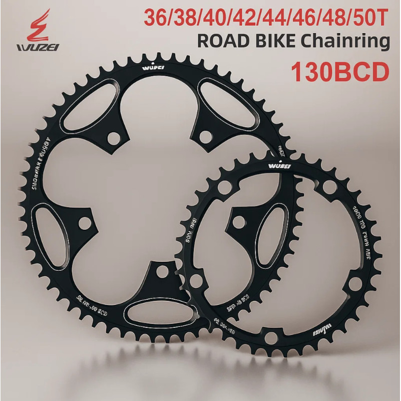 Wuzei Chainring BCD 130 mm 130mm Narrow Wide Alloy Ringan Drivetrain Sepeda Road Bike 38 40 42 44 T