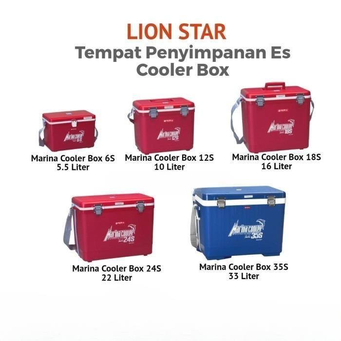 ZEY - Lion Star Marina Cooler Box –  Kotak Es Mini & Jumbo: 6s, 12s, 18s, 24s, 35s, 40L, 55L, 72L, 6