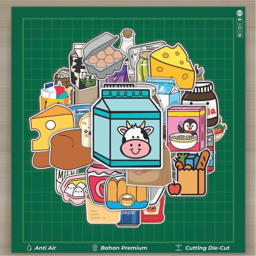 

HOT 50 PCS STIKER Stiker Groceries [Bahan Makanan] Stiker Fashion Cars Decal Dingin Kartu Album Custom Vinyl Anti Air- Sticker Aesthetic Buku Journal Koper Casing HP Tablet Laptop Helm Motor Botol Minum