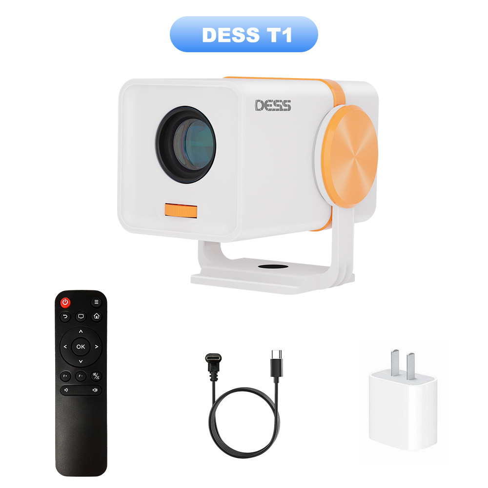 DESS 2025 New Mini Portable Projector Android 13 Dual Band Wifi 180° Rotating Projector for Home Off