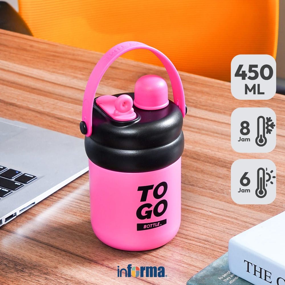 Informa Appetite Seth Botol Vacuum Flask Stainless Steel 450 ml - Pink Tumbler Botol Air Tempat Minu