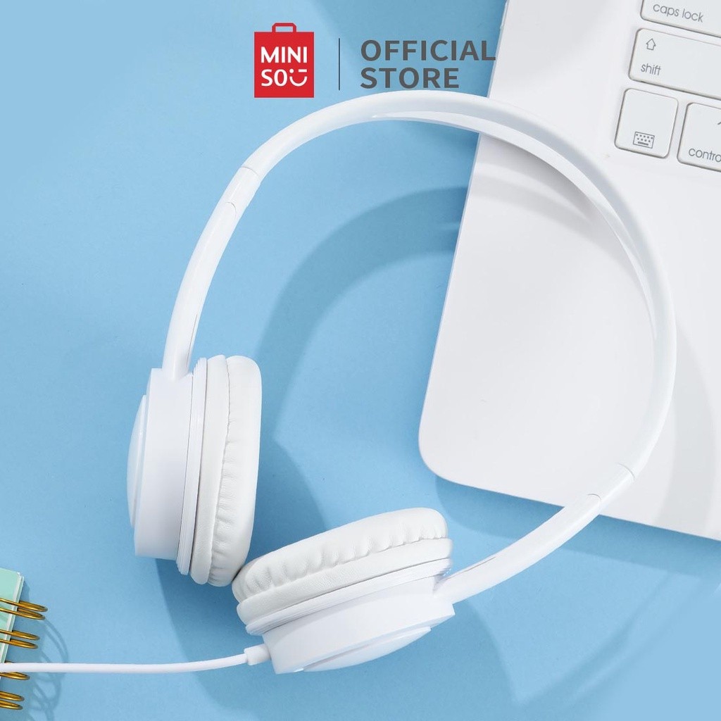 MANSAGAN  MINISO Headphone Headset Earphone On Ear Headphone Bando berkabel kecil dan indah Musik Pl