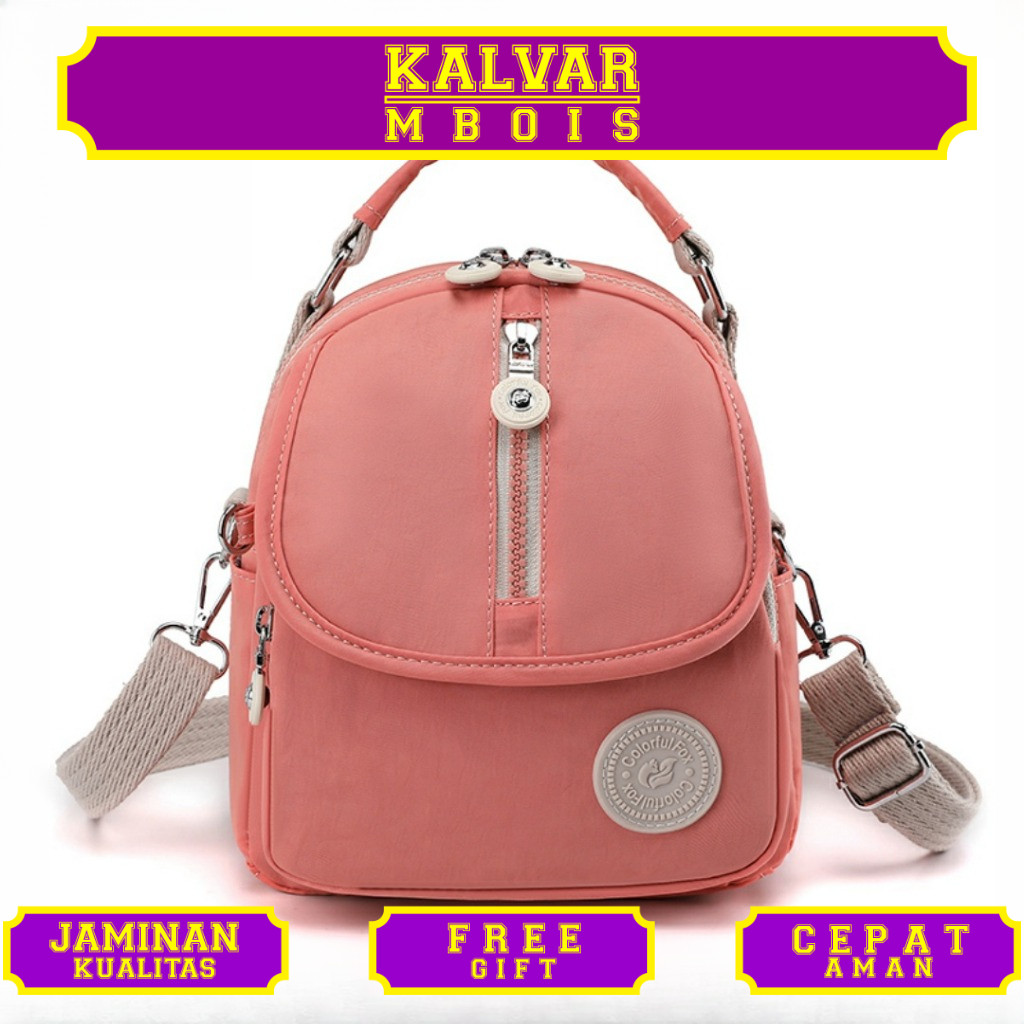 Colorful Fox Ori - Tas Selempang Colorful Fox 6255 Nilon Anti Air Tas Wanita Multifungsi Bisa Ransel