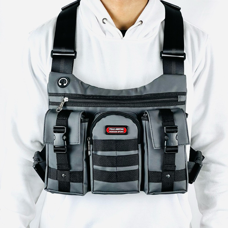 HAGEMAN.SHOP POLO AMSTAR Tas Selempang Dada Pria CHESTBAG Tahan Air Tas Pria Rompi Outdoor