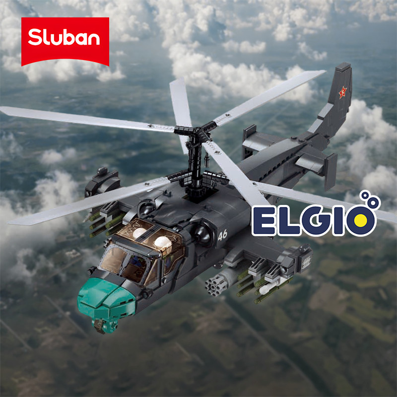 Terlaris Sluban Bricks Helikopter Tentara Army Double Baling baling KA-52S B1138
