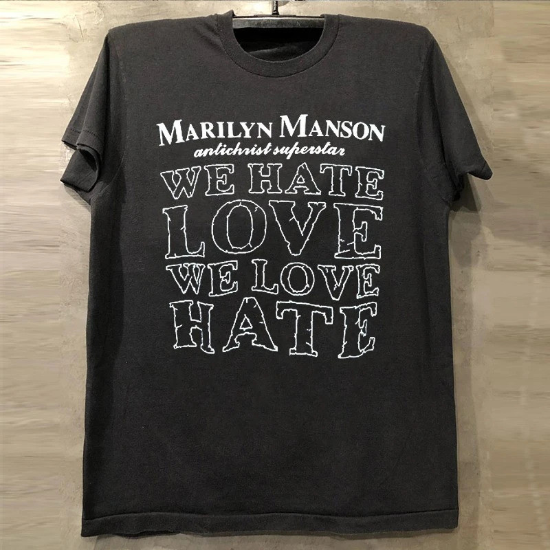 Marilyn Manson Marilyn Manson Merek Trendy Kaos Lengan Pendek Olahraga Santai Musim Panas Pria Vinta