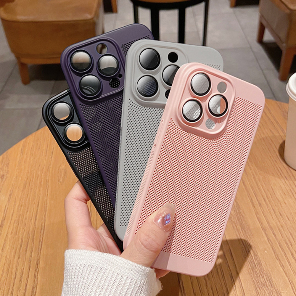 Premium Cooling Case Airway Cooling Net Case For iPhone 11 12 13 14 15 16 Pro Max - Case Untuk iPhon