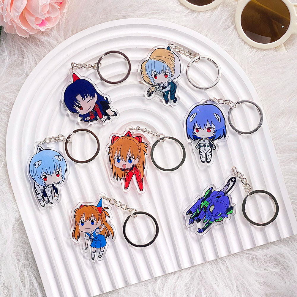 EVA Anime NEON GENESIS EVANGELION Ayanami Rei Asuka Acrylic Keychain Accessories Cartoon Bag Charm C