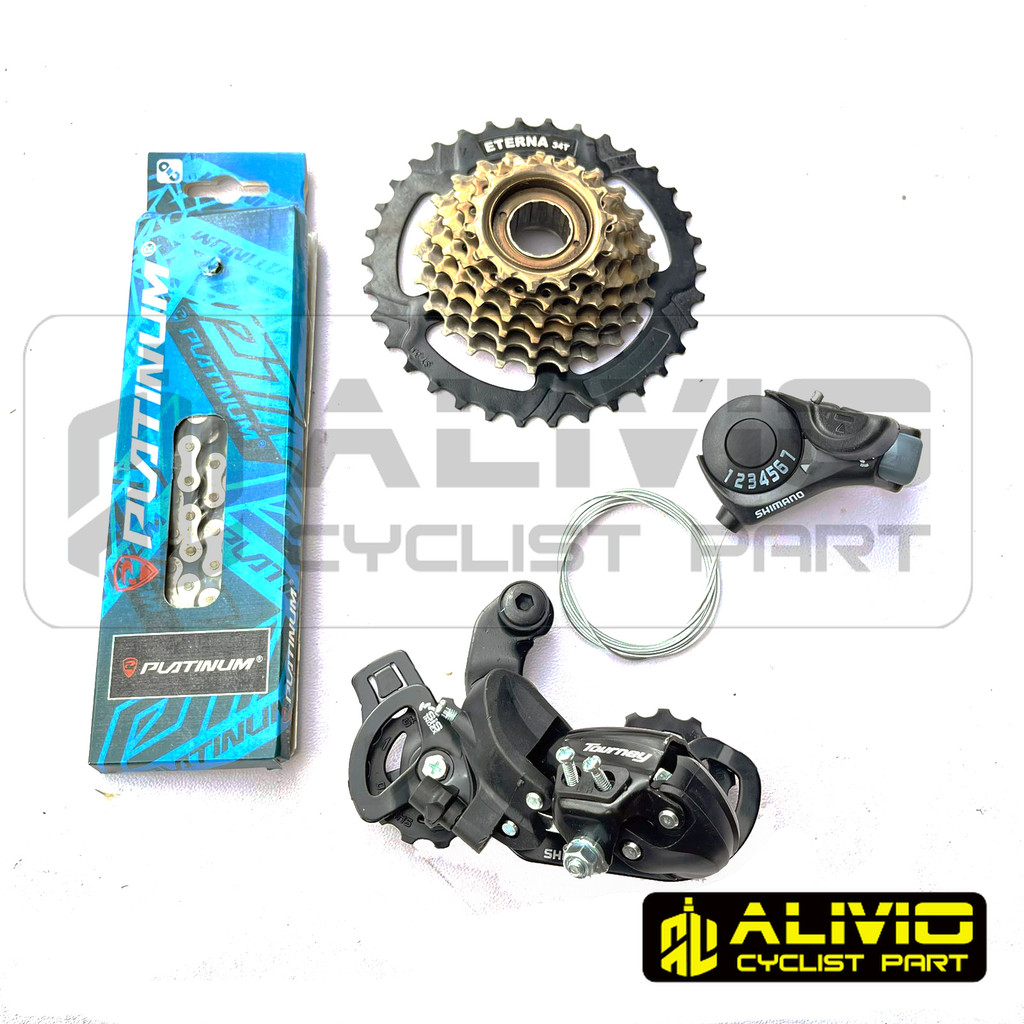 Groupset 7 Speed Gear Set Belakang Megarange Ulir Drat 34T Sepeda Roadbike MTB Federal Communter