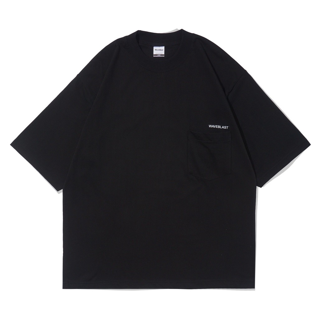 Waveblast Oversize T-Shirt Pocket Black 100% Cotton Unisex Tee