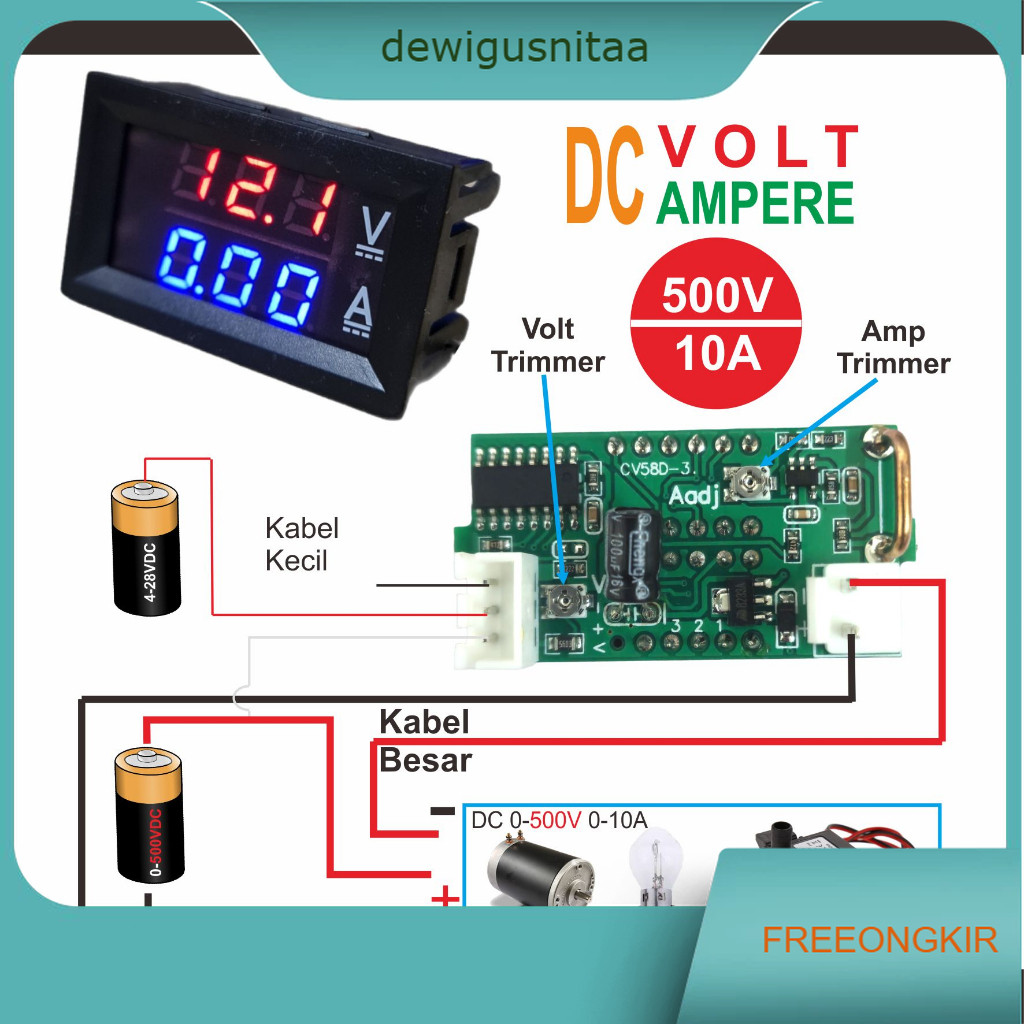 Combo DC Voltmeter Ampere Meter 500V 10A DC Volt Ampere Meter