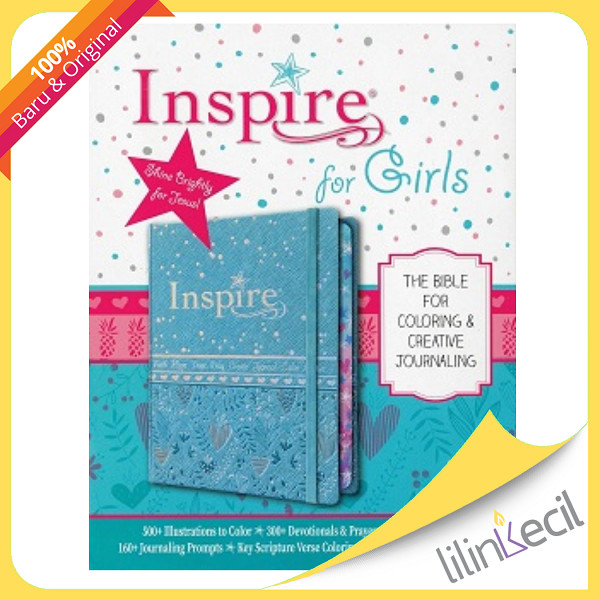 Buku NLT Inspire Bible for Girls, Leatherlike Hardcover, Blue