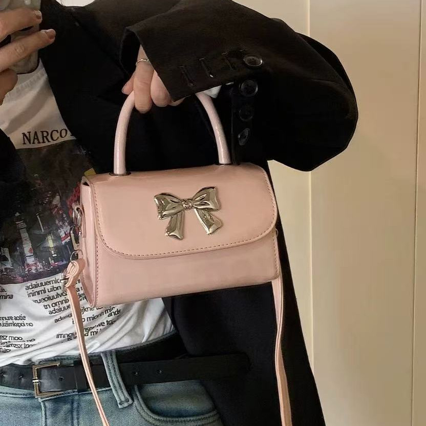 GUVDIV Tas Mini Tangan Jinjing Wanita Kulit PU Tas Kecil Jinjing Busana Busur Busur