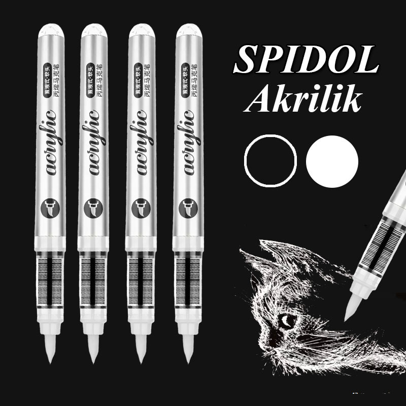 Spidol Hitam dan Putih Berbahan Akrilik dengan Ujung Fleksibel - Bebas Bau
