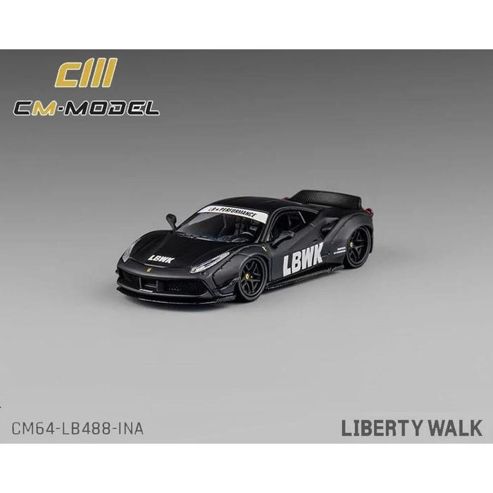 CM64-LB488-INA - CM Model 1:64 LBWK Ferrari 488 Widebody Indonesia Exclusive – Matted Black with Car