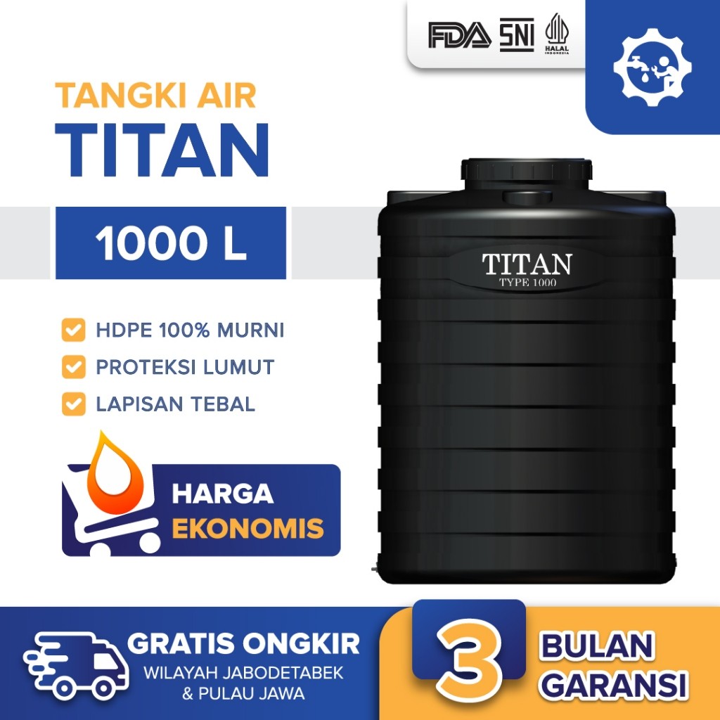 Tangki Toren Tandon Air Titan Blow 1000 Liter Anti pecah Anti Lumut Free Ongkir