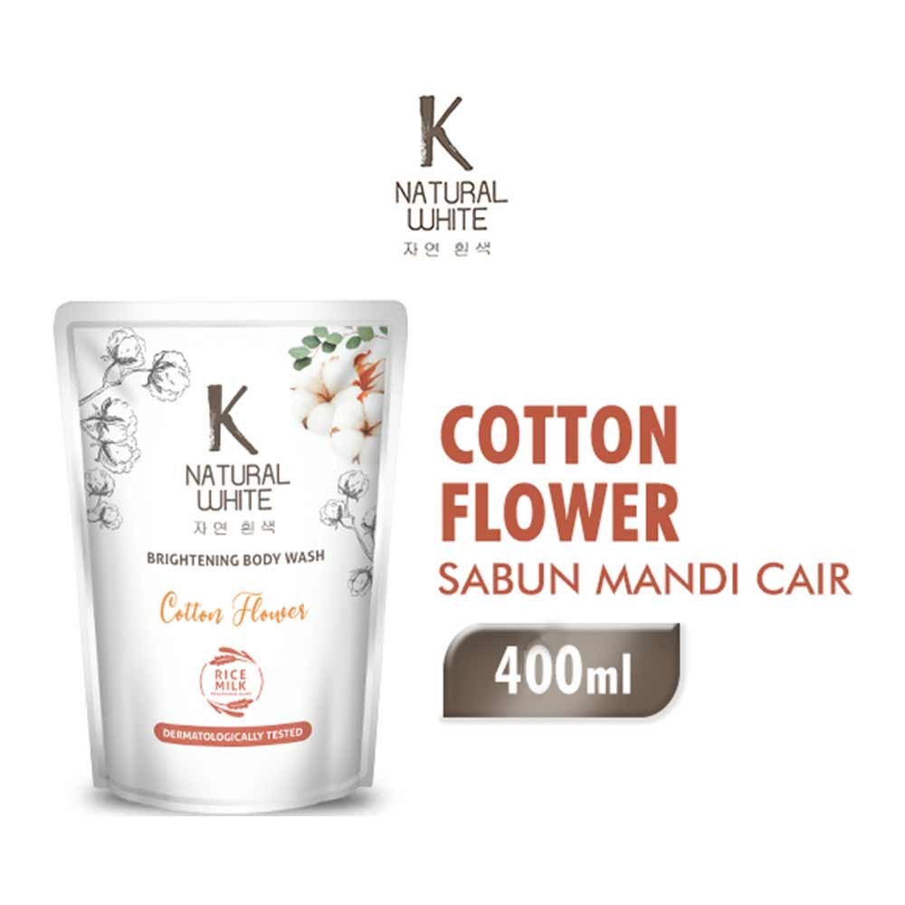 K NATURAL WHITE BRIGHTENING BODY WASH COTTON  FLOWERS 420/400mL