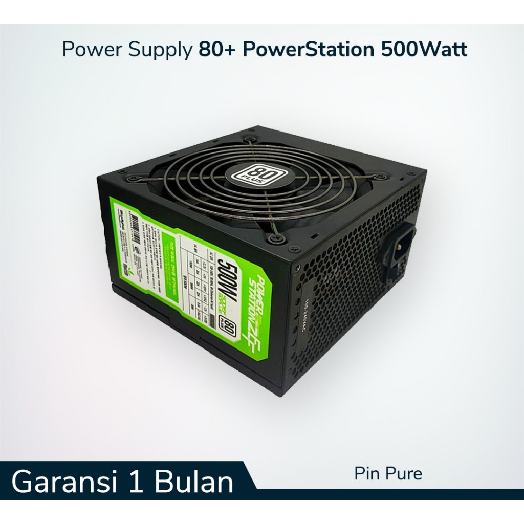Jual PSU 500Watt 80+ / PowerSupply 500Watt 80+ Merk PowerStation Pin Pure