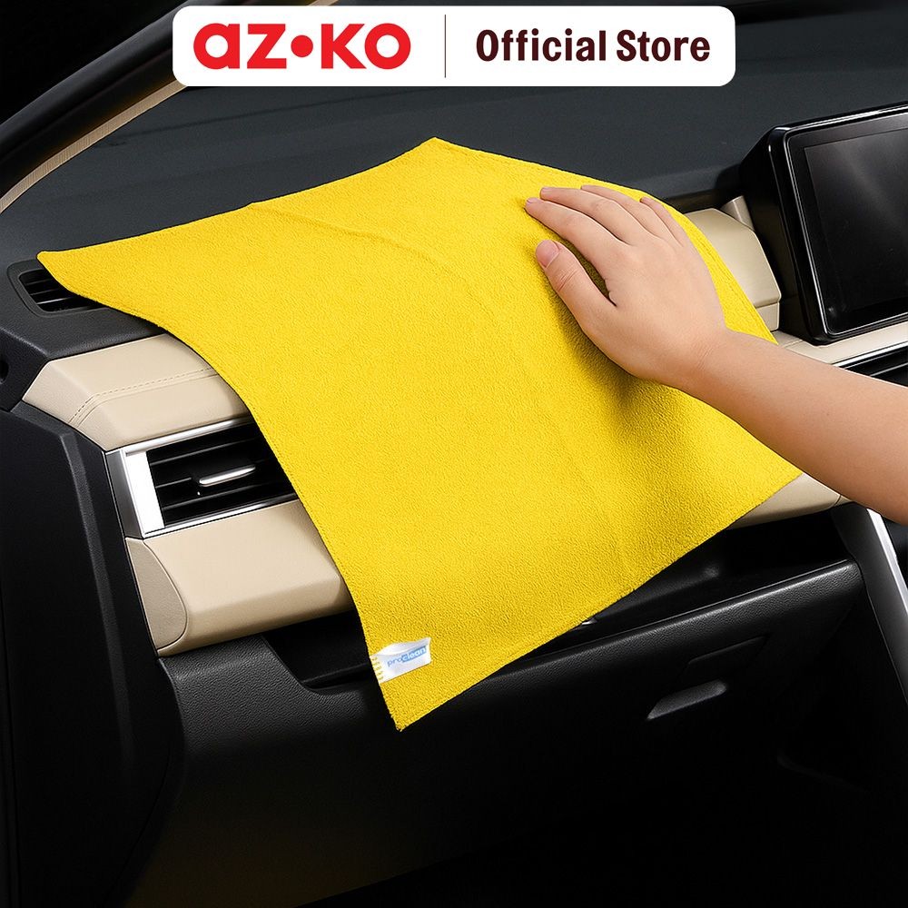AZKO Proclean 40X40 cm Kain Lap Poles Mobil Microfiber - Kuning Kain Pembersih Microfiber Perlengkap
