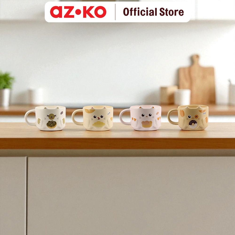 AZKO Delicia 300 ml Set 4 Pcs Kathy Mug Stacking Cangkir Kopi Gelas Mug Cangkir Coffee Gelas Minum