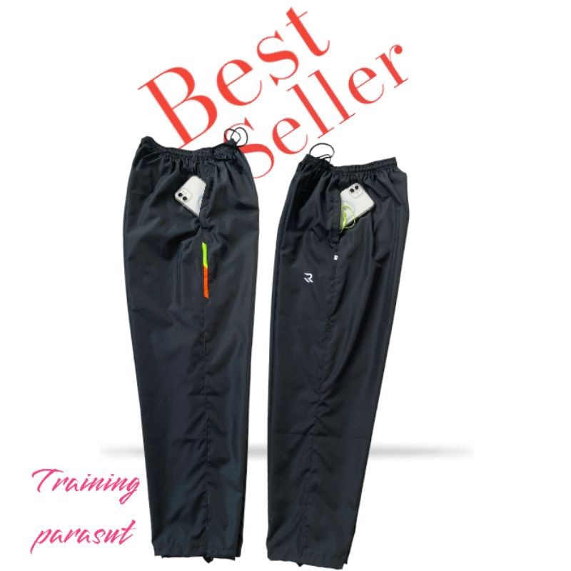 Celana jogger training panjang wanita pria parasut jumbo bigsize oversize