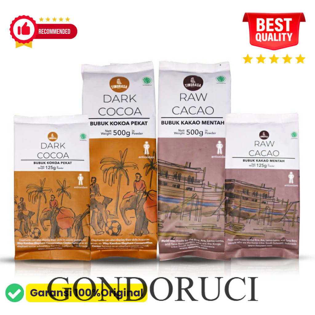 [ GONDORUCI ] Timurasa dark raw cocoa cacao chocolate powder 100% no sugar - bubuk minuman dark choc