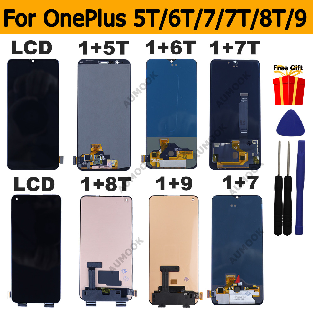ORI AMOLED LCD for OnePlus 5T 6T 7T 8T 7 9 LCD splay Tou Screen gitizer Assembly A5010 A6010 for One