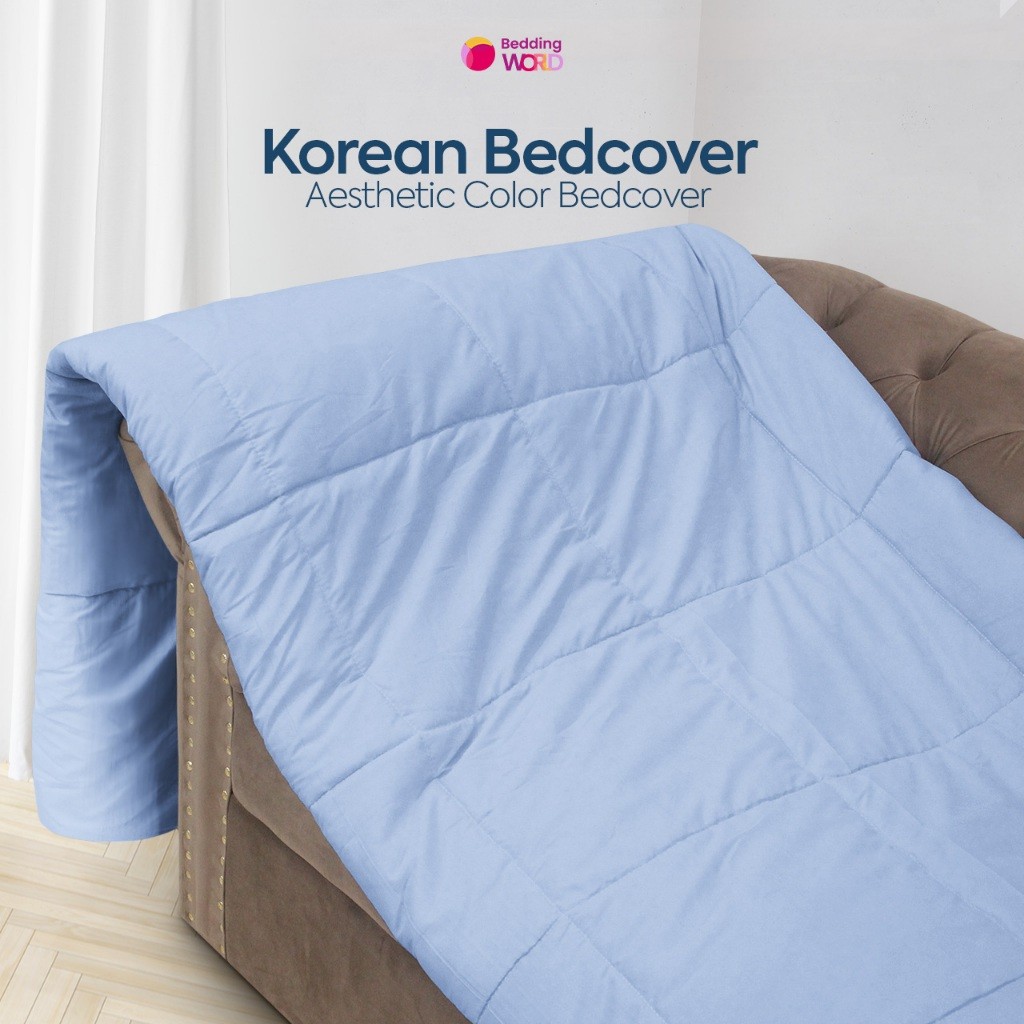 JANGANLIRIK Bedcover Korea Katun Polos Aesthetic Look Minimalis ala Korean / Selimut Minimalis Polos