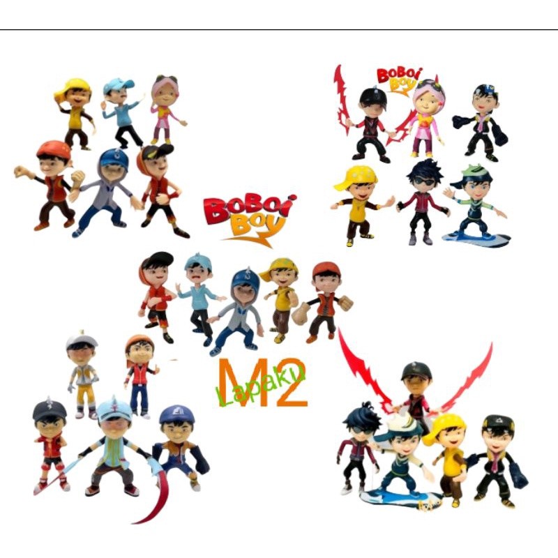 MEMELASHOP Figure/Mainan Anak/Topper cake Figure Boboiboy Supra Halilintar set 5pcs